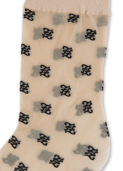 Shop Fendi Logo Socks In Nude