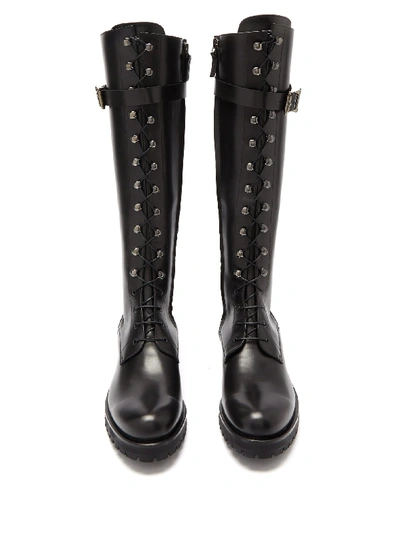 Rupert Sanderson Duncan Lace up Leather Knee high Boots In Black