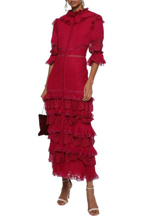 alice and olivia red lace dress