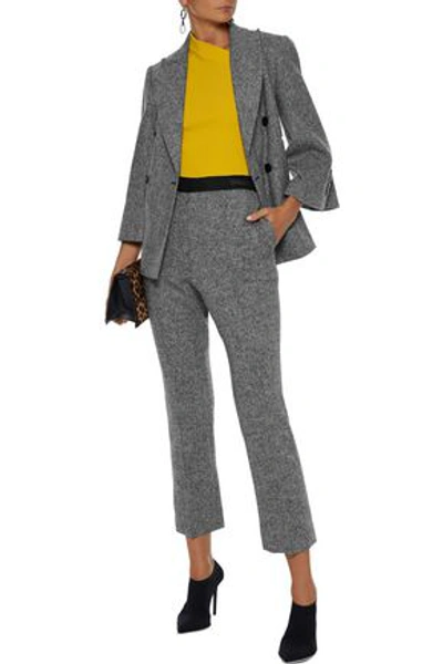 Shop Lanvin Woman Cropped Wool-tweed Slim-leg Pants Gray