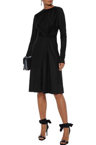 Shop Lanvin Gathered Wool Dress In Black