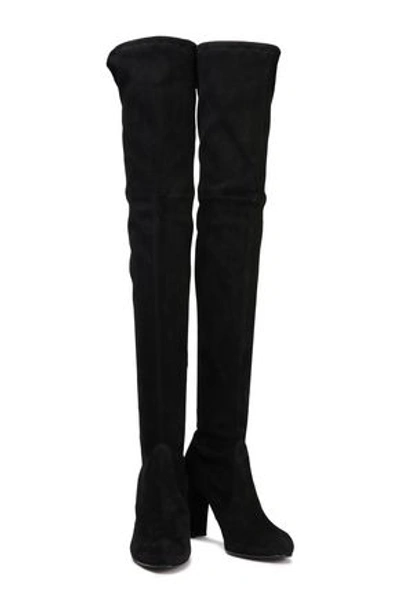 Shop Stuart Weitzman Stretch-suede Thigh Boots In Black