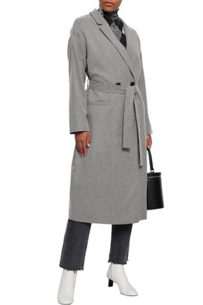 Shop American Vintage Ramitown Double-breasted Belted Wool-blend Felt Coat In Gray