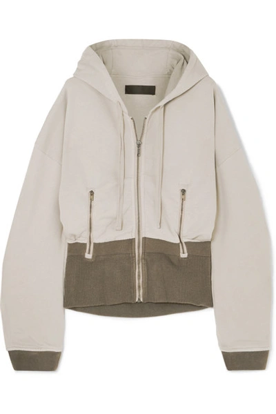 Shop Haider Ackermann Paneled Ribbed Cotton-jersey Hoodie In Gray