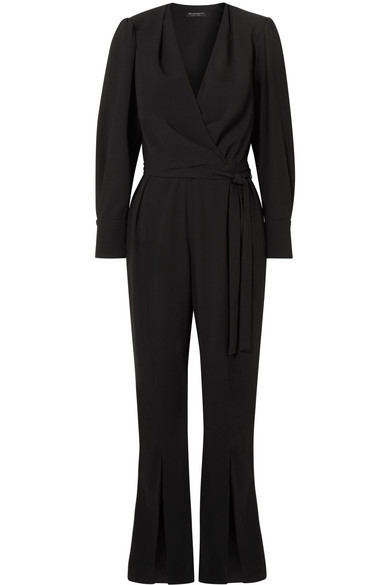 Burnett New York Crepe Wrap Jumpsuit In Black | ModeSens