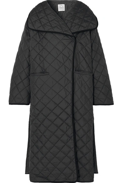 Shop Totême Annecy Oversized Quilted Shell Coat In Black