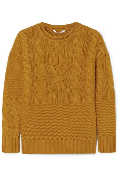 Shop Agnona Cable-knit Cashmere Sweater In Mustard