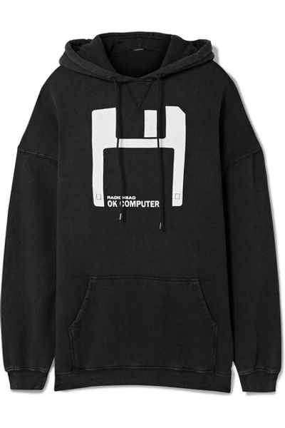 Shop R13 Oversized Printed Cotton And Lyocell-blend Hoodie In Black