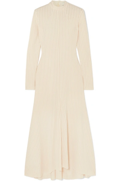 Shop A.w.a.k.e. Renton Ribbed-knit Midi Dress In Cream