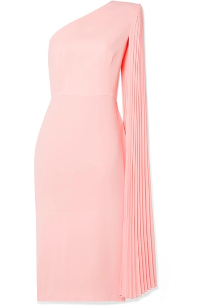 Shop Alex Perry Lorin One-shoulder Crepe Midi Dress In Pastel Pink