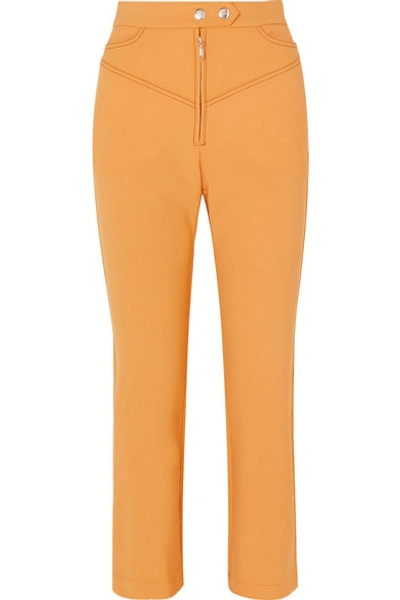 Shop Ellery Orthodox Cropped Studded Cady Flared Pants In Yellow