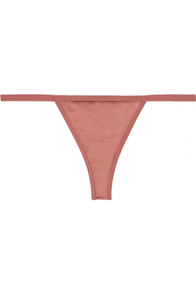 Shop Dion Lee Stretch-mulberry Silk Thong In Copper