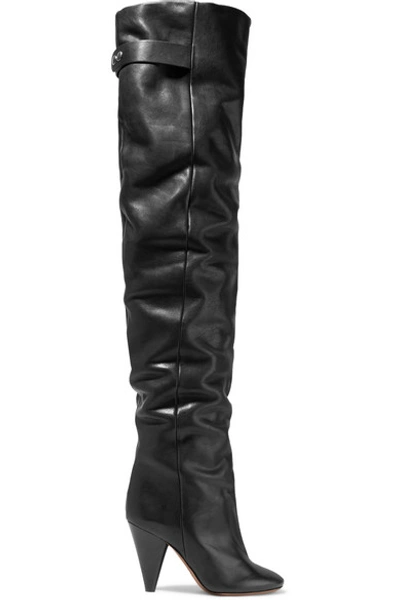 Shop Isabel Marant Likita Leather Over-the-knee Boots In Black