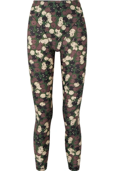 Shop Adam Selman Sport Printed Stretch Leggings In Green