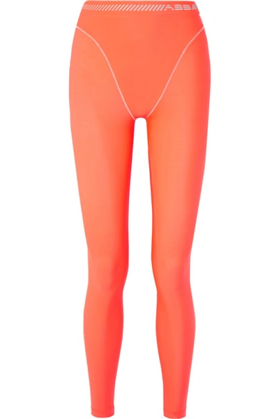 Shop Adam Selman Sport Neon Printed Stretch Leggings In Bright Orange