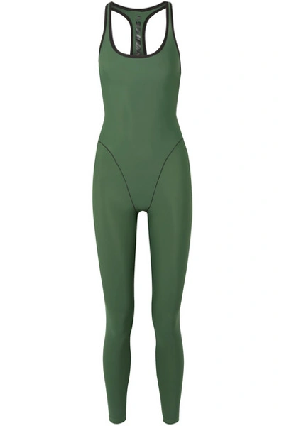 Shop Adam Selman Sport Cutout Stretch Jumpsuit In Army Green