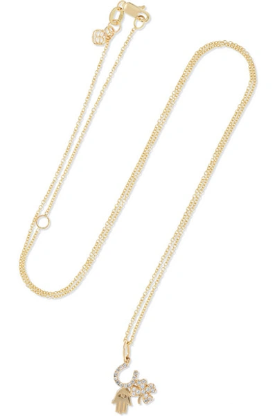 Shop Sydney Evan Luck And Protection 14-karat Gold Diamond Necklace