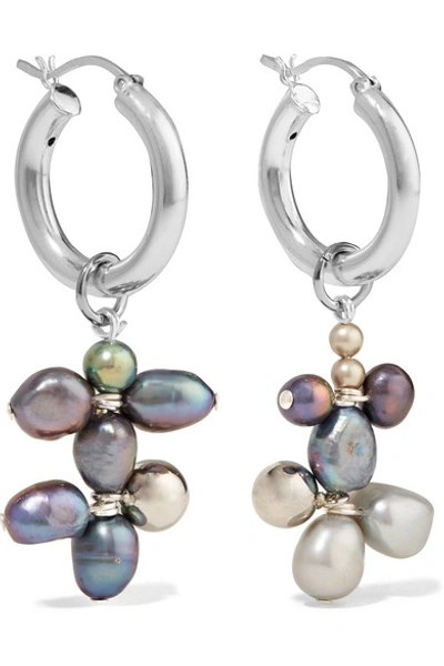 Shop Mounser Silver-tone Pearl Earrings In Gray