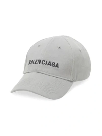 Shop Balenciaga Logo Baseball Cap In Lead