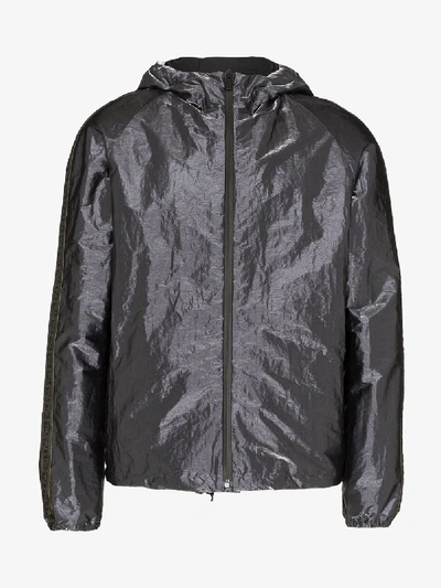 Shop Fendi Ff Sleeve Hooded Jacket In Metallic