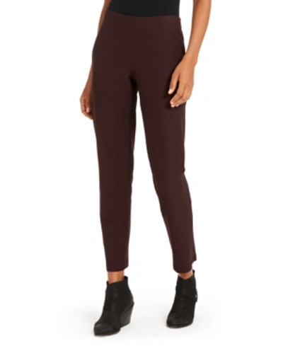 Shop Eileen Fisher Pull-on Slim-fit Pants In Cassis