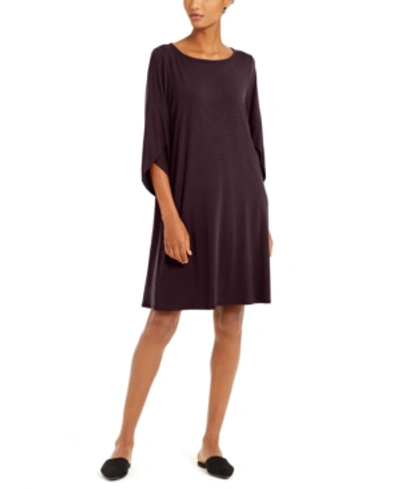 Shop Eileen Fisher Tulip-sleeve Shift Dress In Cassis