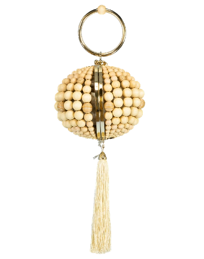 Shop Rosantica Billie Beaded Wristlet With Tassel In Gold