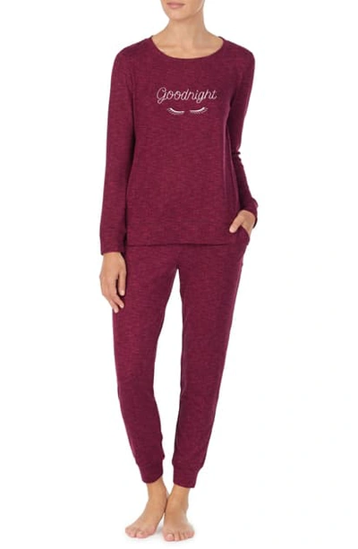 Shop Kate Spade Embroidered Pajamas In Plum Goodnight