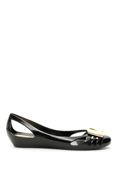 Shop Ferragamo Bermuda Pvc Ballerinas In Black Yellow (black)