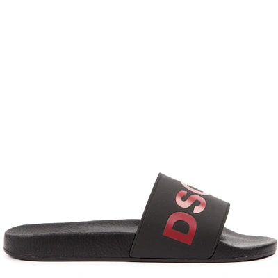 Shop Dsquared2 Black Rubber Sandals With Logo