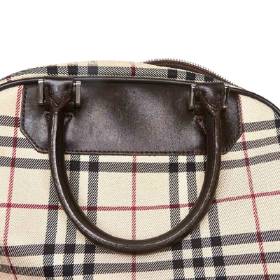 Pre-owned Burberry House Check Canvas Handbag In Grey