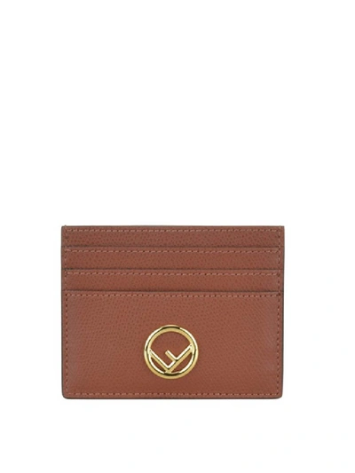 Shop Fendi F Is  Brown Leather Card Holder