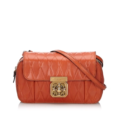 Shop Chloé Leather Elsie Crossbody Bag In Brown