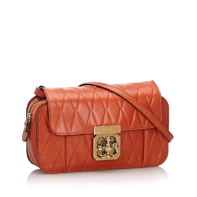 Shop Chloé Leather Elsie Crossbody Bag In Brown