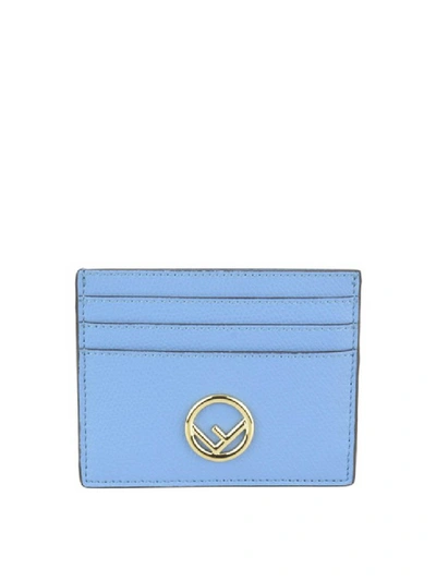 Shop Fendi F Is  Leather Card Holder In Blue