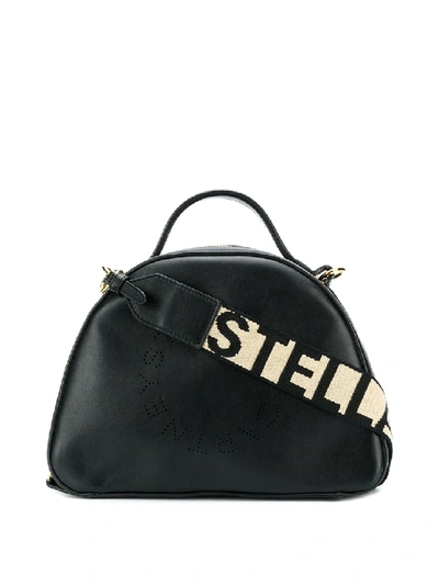 Shop Stella Mccartney Perforated Logo Faux Leather Shoulder Bag In Black