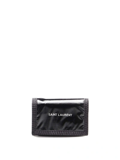 Shop Saint Laurent Nuxx Nylon Logo Bifold Wallet In Black