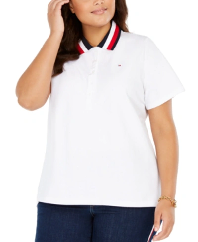 Shop Tommy Hilfiger Plus Size Polo Shirt In White