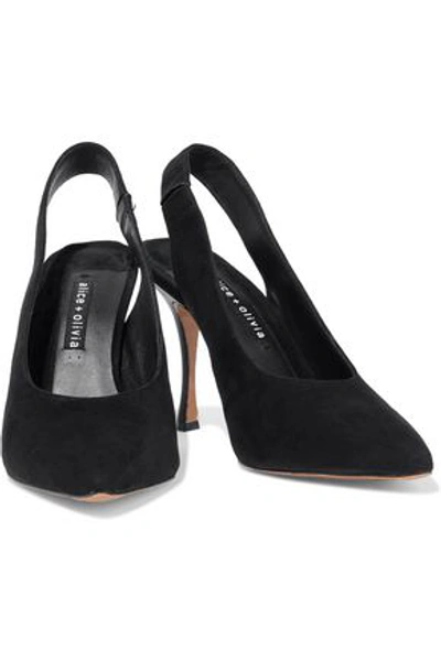 Shop Alice And Olivia Innet Suede Slingback Pumps In Black