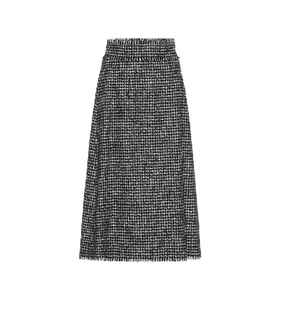 Shop Dolce & Gabbana Tweed Midi Skirt In Grey