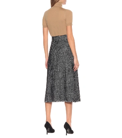 Shop Dolce & Gabbana Tweed Midi Skirt In Grey