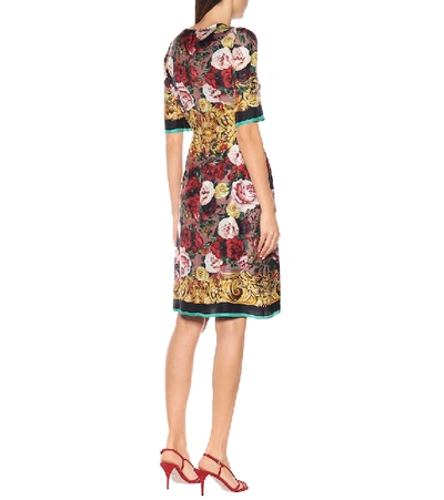 Shop Dolce & Gabbana Floral Silk Minidress In Multicoloured