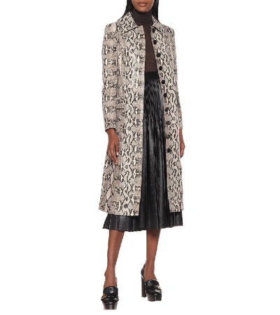 Shop Givenchy Snake-effect Leather Trench Coat In Grey