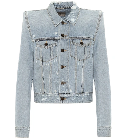 Shop Saint Laurent Cotton-denim Jacket In Blue