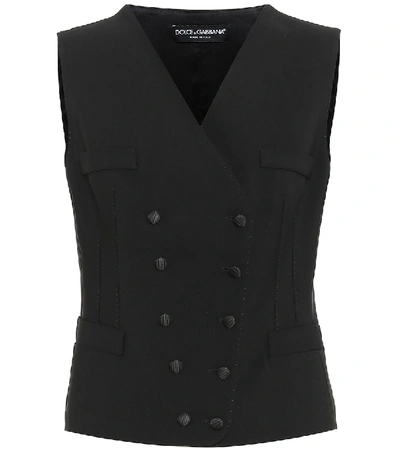 Shop Dolce & Gabbana Wool And Silk-blend Vest In Black