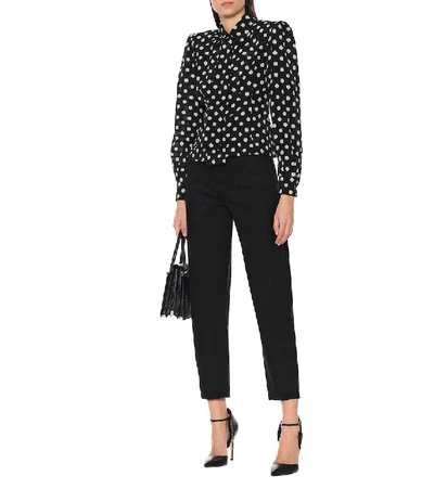 Shop Dolce & Gabbana Polka-dot Silk Blouse In Black