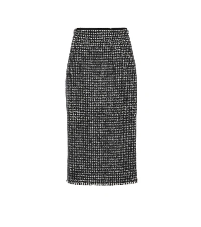 Shop Dolce & Gabbana Houndstooth-checked Pencil Skirt In Grey