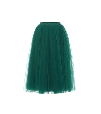 Shop Dolce & Gabbana Tulle Midi Skirt In Green