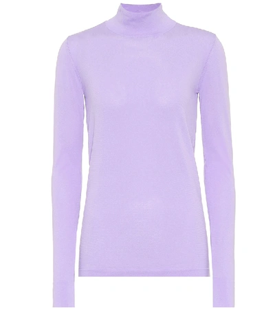 Shop Les Rêveries High-neck Jersey Top In Purple