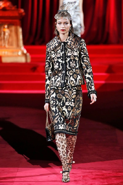 Shop Dolce & Gabbana Devotion Medium Brocade Shoulder Bag In Multicoloured